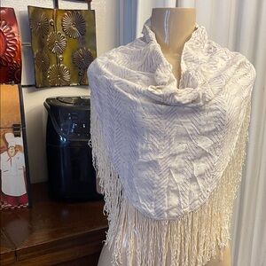 Ivory Fringe Shawl Scarf